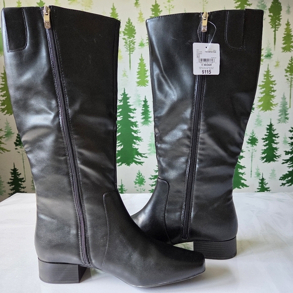 Liz Claiborne Deering Stacked Heel Riding Boots - Picture 3 of 7